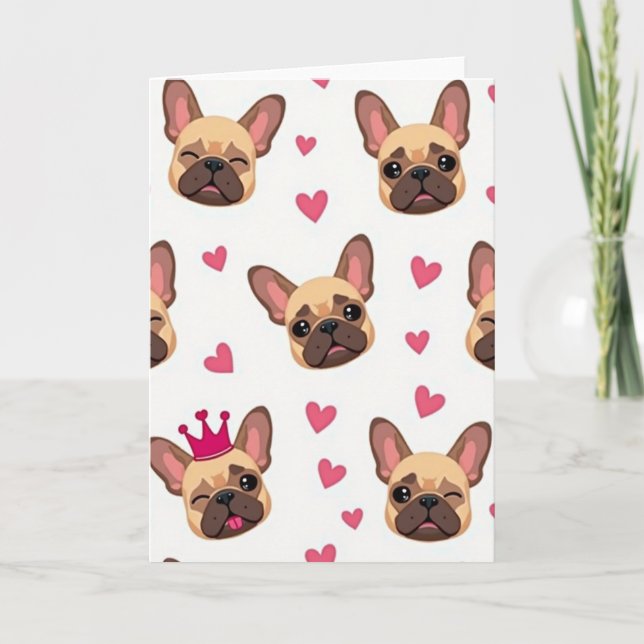 Söt fransk bulldog kärlekskort kort (Framsida)