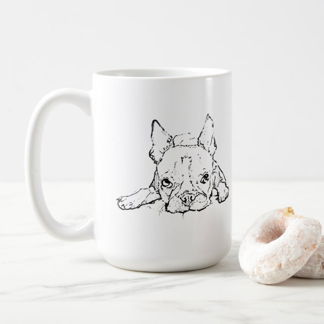 Söt fransk Bulldog Mugg, Personlig Kaffe Kaffemugg (Med munk)
