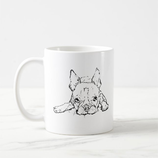 Söt fransk Bulldog Mugg, Personlig Kaffe Kaffemugg (Vänster)