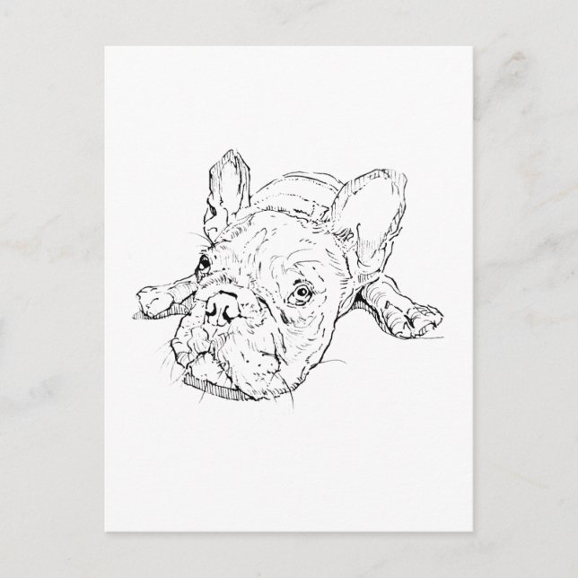 Söt fransk bulldog postkort vykort (Framsida)