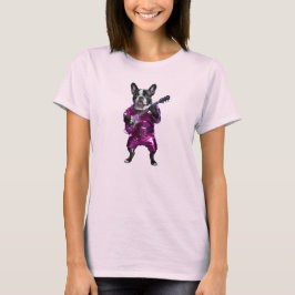 Söt fransk bulldog rockstjärna t-shirt