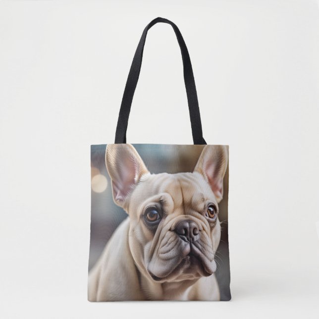 Söt fransk bulldog totetaska tygkasse (Framsida)