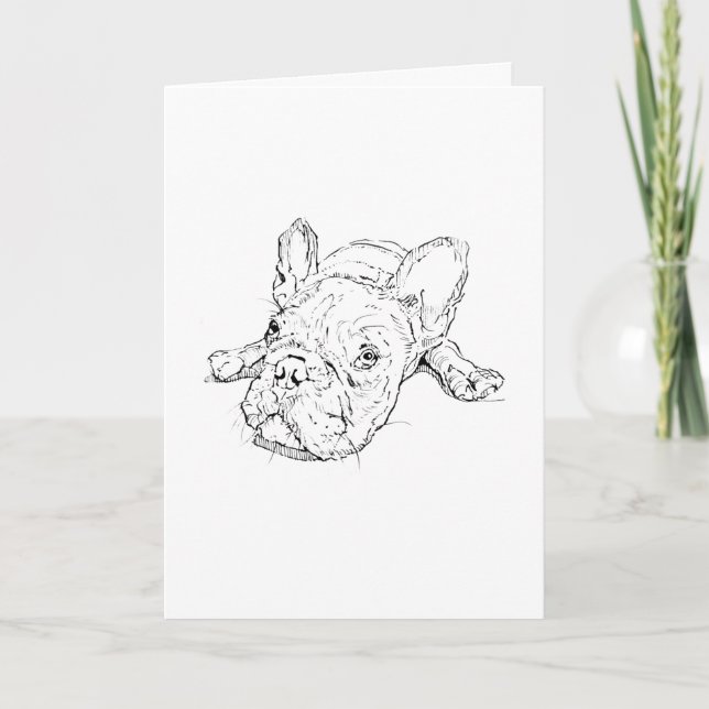 Söt fransk bulldogg gratulationskort kort (Framsida)