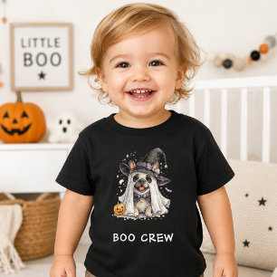 Söt fransk bulldogg Halloween-häxa Boo Crew T Shirt
