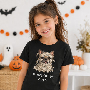 Söt fransk bulldogg Halloween-mumie som krälar T Shirt