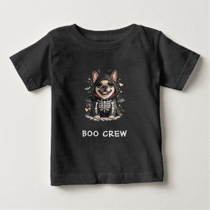 Söt fransk bulldogg Halloween skelett Boo Crew T Shirt