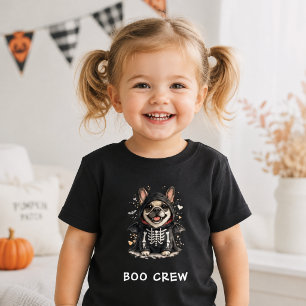 Söt fransk bulldogg Halloween skelett Boo Crew T Shirt