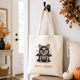 Söt fransk bulldogg Halloween skelett Boo gäng Tygkasse