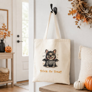 Söt fransk bulldogg Halloween skelett lurendrejeri Tygkasse