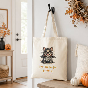 Söt fransk bulldogg Halloween skelett skrämma Tygkasse