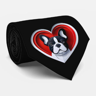 Söt fransk bulldogg hjärta Frenchie pappa hundälsk Slips