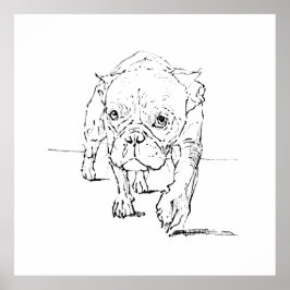 Söt fransk bulldogg, hundillustration poster