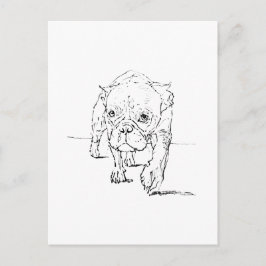 Söt fransk bulldogg, hundillustration vykort