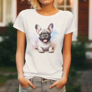 Söt fransk bulldogg i akvarell t shirt
