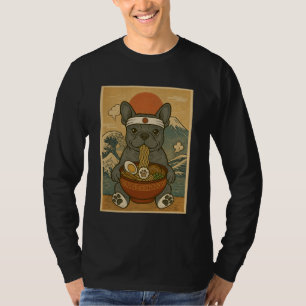 Söt fransk bulldogg japanska ramen nudlar t shirt