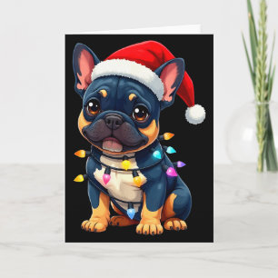 Söt fransk bulldogg jul tomte hundälskare  kort