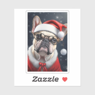Söt fransk bulldogg jultomte julfirande design klistermärken