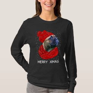 Söt fransk bulldogg mössa halsduk God Jul Snö T Shirt