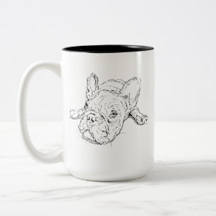 Söt fransk Bulldogg-mugg, present till hundmamma Två-Tonad Mugg