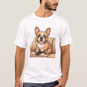Söt fransk bulldogg som tittar på TV-tecknad film T Shirt
