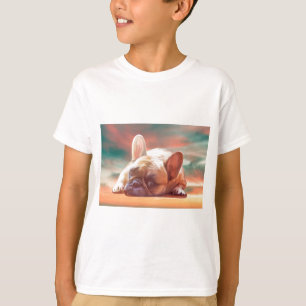 Söt fransk bulldogg Vattenfärg konst målning T-shirt