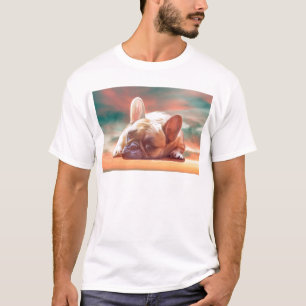 Söt fransk bulldogg Vattenfärg konst målning T Shirt