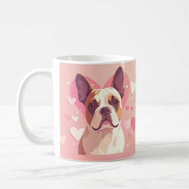 Söt fransk bulldoggs kärleksmugg kaffemugg (Vänster)