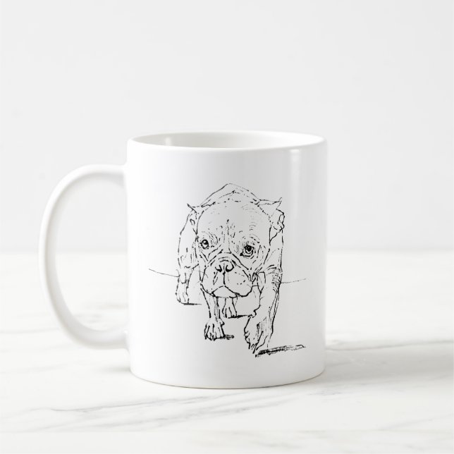 Söt fransk bulldoggskopp, hundillustration kaffemugg (Vänster)
