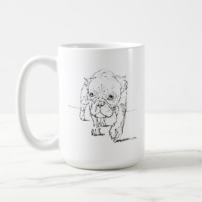 Söt fransk bulldoggskopp, hundillustration kaffemugg (Vänster)