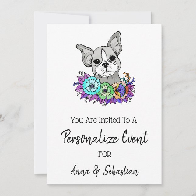 *~ Söt fransk French Bulldog-händelseinbjudan Inbjudningar (Framsida)