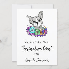 *~ Söt fransk French Bulldog-händelseinbjudan Inbjudningar