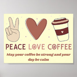 Söt Fred kärlek kaffe Boho estetik Poster