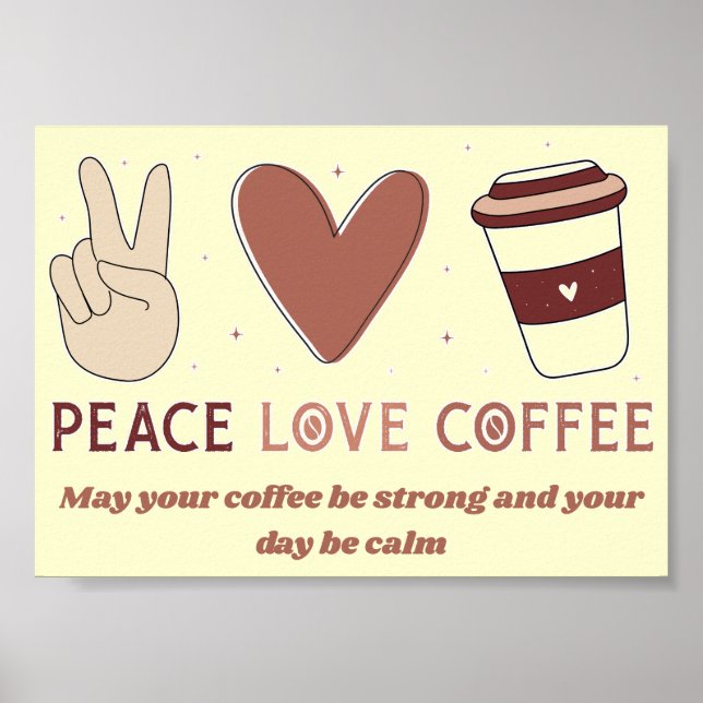 Söt Fred kärlek kaffe Boho estetik Poster (Framsidan)