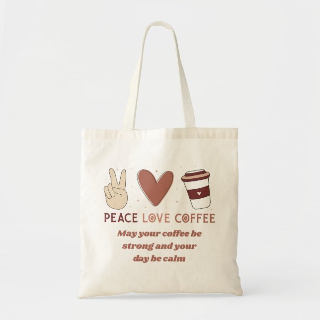 Söt Fred Kärlek Kaffe Boho Estetik Tygkasse (Framsidan)