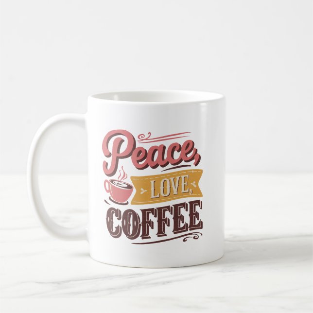Söt fred kärlek kaffe ord konst  kaffemugg (Vänster)
