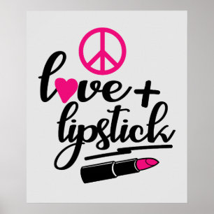 Söt freden kärlek läppstift konstnär ord art poster