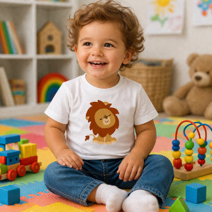 Söt Fredlig Tecknad Lejon Baby T-Shirt