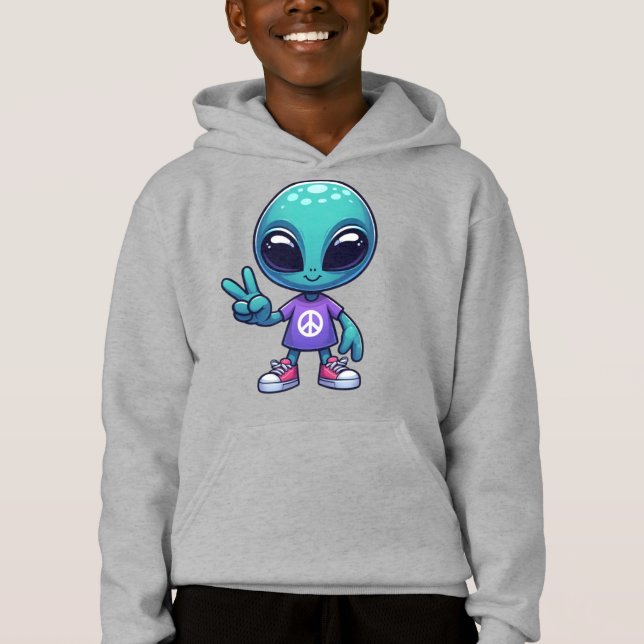 Söt Fredlig Utomjording & Rymdskepp T Shirt (Framsida)