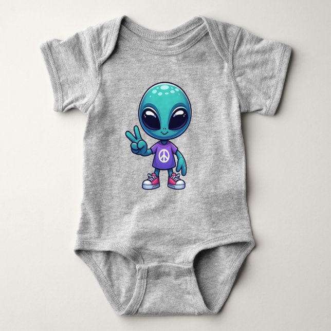 Söt Fredlig Utomjording & Rymdskepp T Shirt (Framsida)
