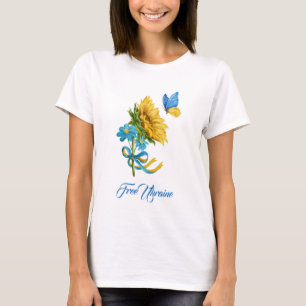 Söt Free Ukraina Solros & Butterfly T Shirt