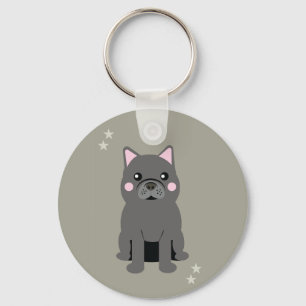Söt French Bulldogg med grå kinder Nyckelring