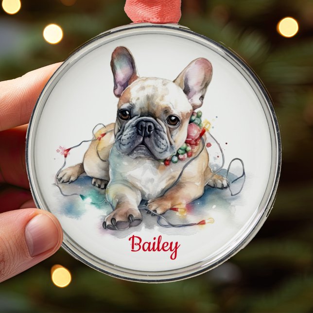 Söt Frenchie Fransk Bulldog Julgranskula (Skapare uppladdad)