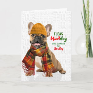 Söt Frenchie Hund Roliga Loppor Navidog med Namn Helgkort