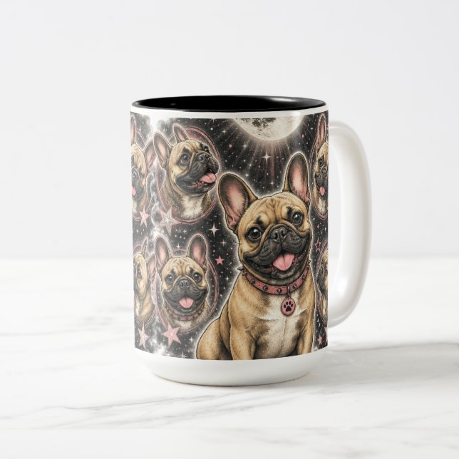Söt Frenchie Hundälskare Celestial Två-Tonad Mugg (Framsida höger)