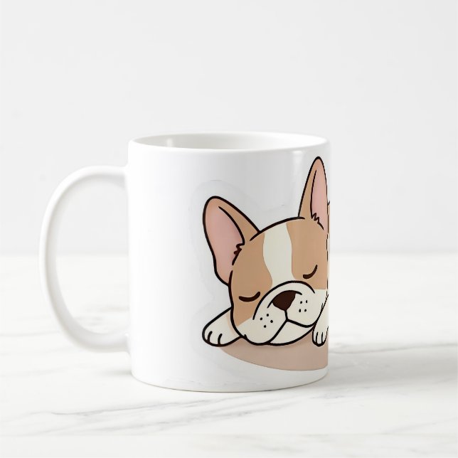Söt Frenchie i kaffekopp Fransk Bulldogg-design (Vänster)
