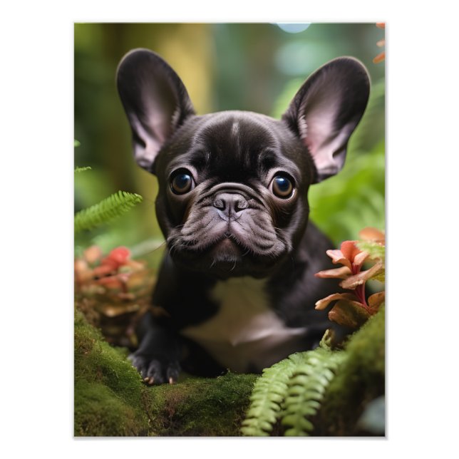 🐶💛Söt Frenchie-valp i en djungel Fototryck (Framsidan)
