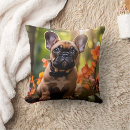 🐶💗Söt Frenchie-valp i en djungel Kudde