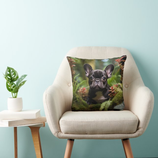 🐶💛Söt Frenchie-valp i en djungel Kudde (Stol)