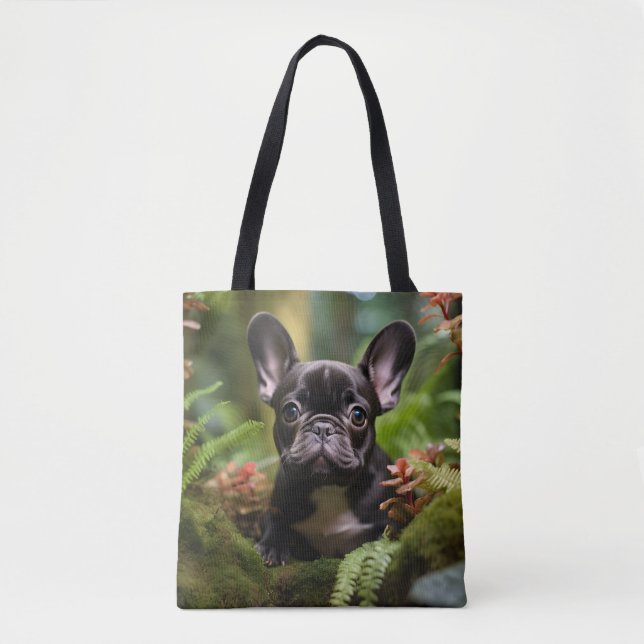 🐶💛Söt Frenchie-valp i en djungel Tygkasse (Framsida)