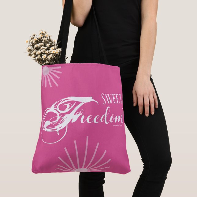 Söt frihet! 18" axelväskor (rosa) tygkasse (Närbild)